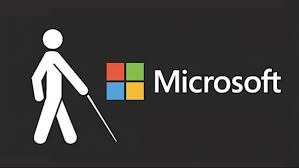 Un cartel de Microsoft integrado con la imagen representativa de las personas ciegas (persona con bastón)