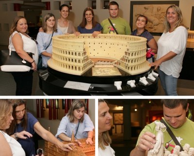 Collage fotográfico con distintos momentos de la visita al Museo Tiflológico