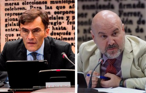 Alberto Durán y Luis Cayo Pérez durante sus respectiva comparecencias en el Senado