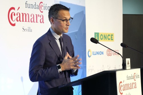 Fernando Riaño durante su intervención ante los empresarios andaluces