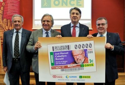Presentación del cupón dedicado a Caballero Bonald