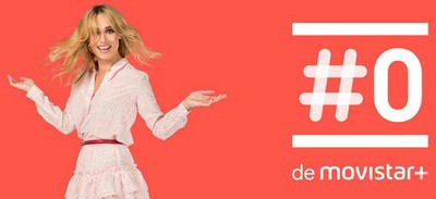 Patricia Conde Junto al Logo de Moviestar +