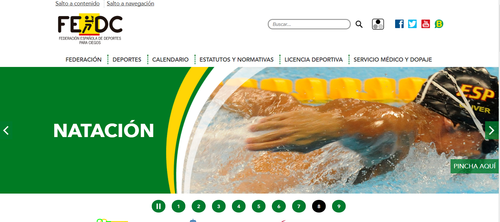 Aspecto de la portada de la nueva web de la Federación