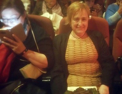 Amalia Azmecua durante la entrega de los premios del XV Concurso de Relatos Cortos y Poesía, en Sevilla 