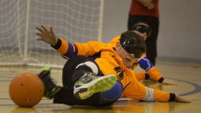Partido de goalball del Tercer encuetro de Escuelas deportivas