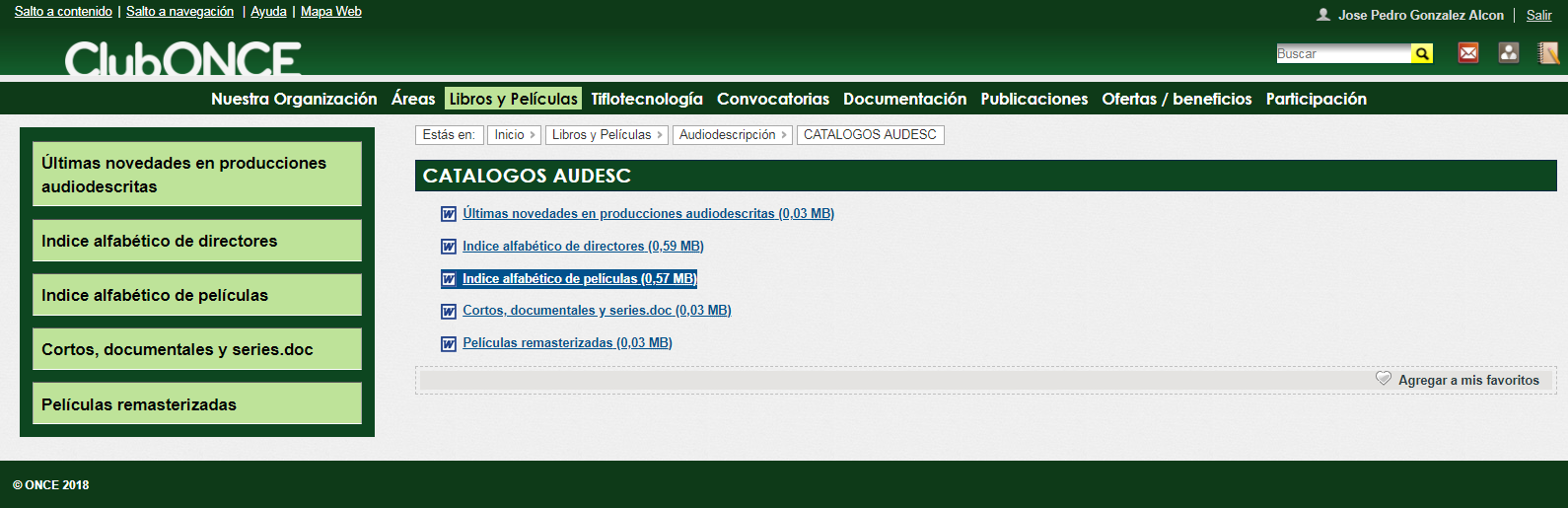 Cabecera de la sección de Audesc en ClubONCE
