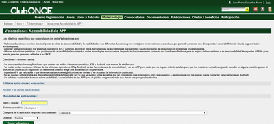 Imagen de la página de acceso al buscador de aplicaciones en ClubONCE