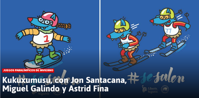 Imágenes de las estampaciones dedicadas para sus camisetas por Kukuxumusu a Astrid Fina (a la izquierda) y Santacana y Galindo (derecha)