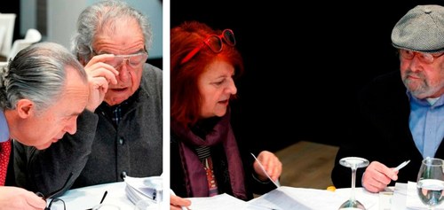 De Cuenca y Ángel García en el Jurado de Poesía. A la derecha, Fanny Rubio y Caballero Bonald, en el de Cuento