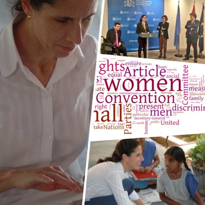Collage de imágenes de la candidatura de Ana Peláez con el logo de CEDAW