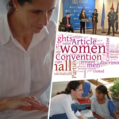Collage de imágenes de la candidatura de Ana Peláez con el logo de CEDAW