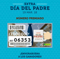 Cartel con la recreación del cupón agraciado con el primer premio