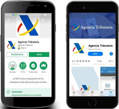 Imágen de la nueva app de la Agencia Tributaria para iOs y Android 