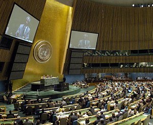 Imagen de la sede neoyorkina de la ONU durante una de las reuniones del Comité DESC