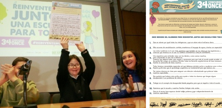 Collage de imágenes de los alumnos con las 11 medidas consensuadas