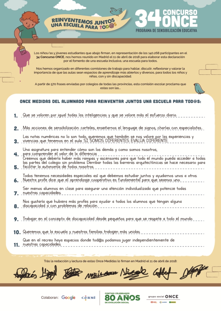 Manifiesto completo con las 11 medidas
