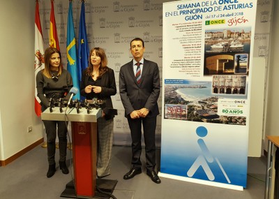 La Semana de la ONCE fué  presentada por Aitana Martínez, presidenta del Consejo Territorial de la ONCE en Asturias,  Pedro Ortíz, delegado territorial de la ONCE en Asturias, y Eva Illán,  concejala de Bienestar Social y Participación Ciudadana 