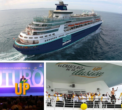 Arriba, vista general del crucero. Abajo, Miguel Carballeda en la Asamblea y equipo de apoyo.
