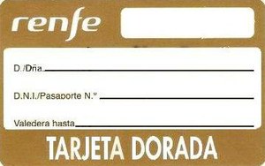 Tarjeta Dorada de RENFE