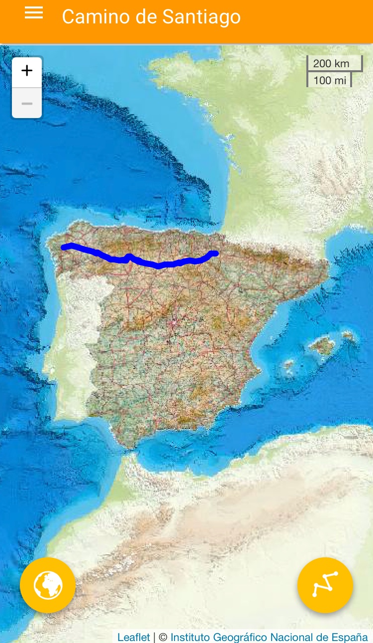 Mapa de España con el trazado del Camino Francés, en una imagen de Internet