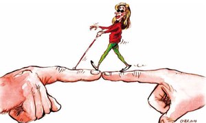 Viñeta manos componiendo un puente