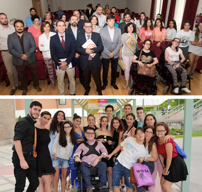 Arriba, particpantes en el Campus de la Complutense de Madrid. Abajo, en la Universidad de Jaén