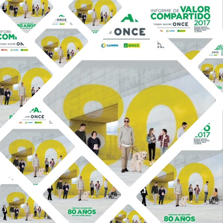 Fotomontaje con numerosas portadas del Informe, segmentadas en pequeñas tomas