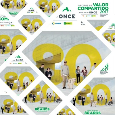 Fotomontaje con numerosas portadas del Informe, segmentadas en pequeñas tomas