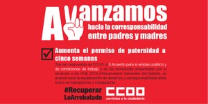 Cartel de CCOO en reivindicación del permiso de paternidad