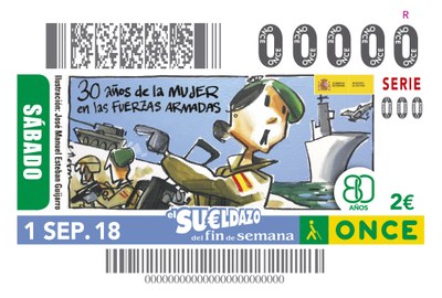 Motivo del cupón dedicado al 30 Aniversario de la Mujer en el Ejército