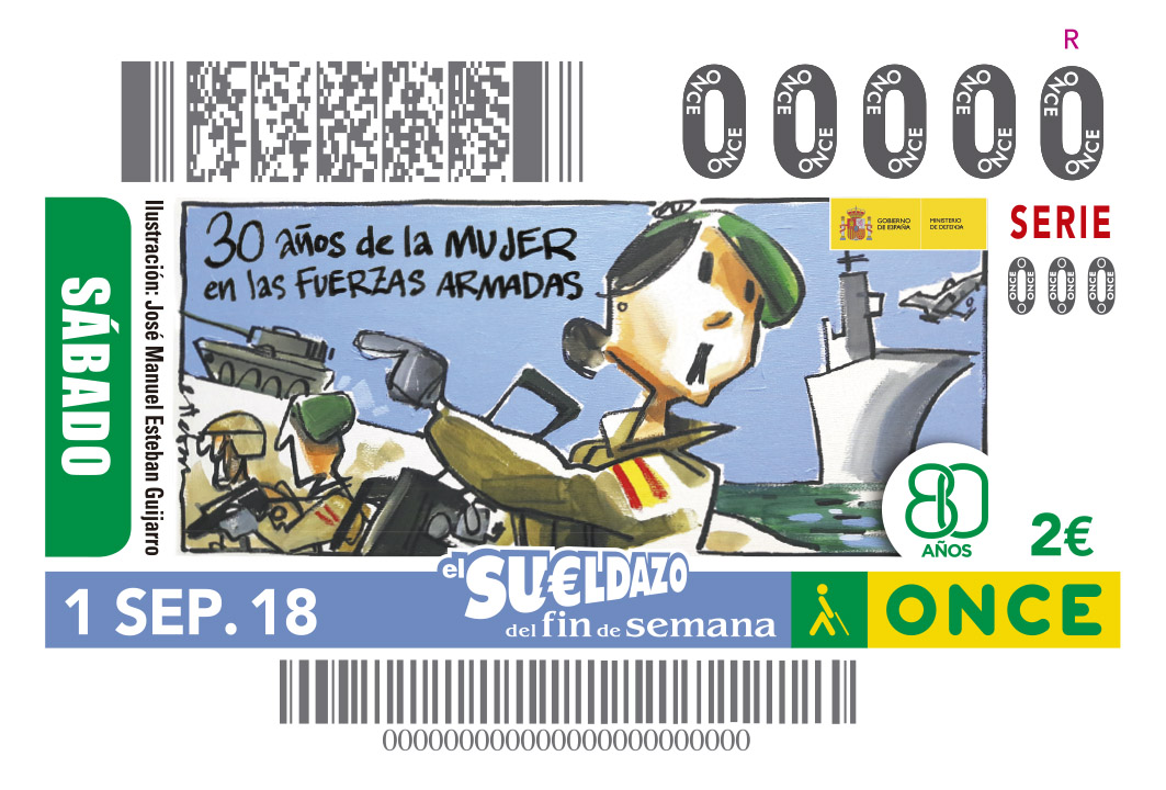 Motivo del cupón dedicado al 30 Aniversario de la Mujer en el Ejército