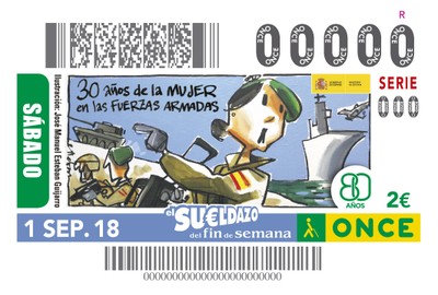 Motivo del cupón dedicado al 30 Aniversario de la Mujer en el Ejército
