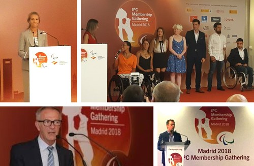 Arriba, la Infanta Elena y grupo de deportistas. Abajo, ministro Guirao y el presidente Parsons