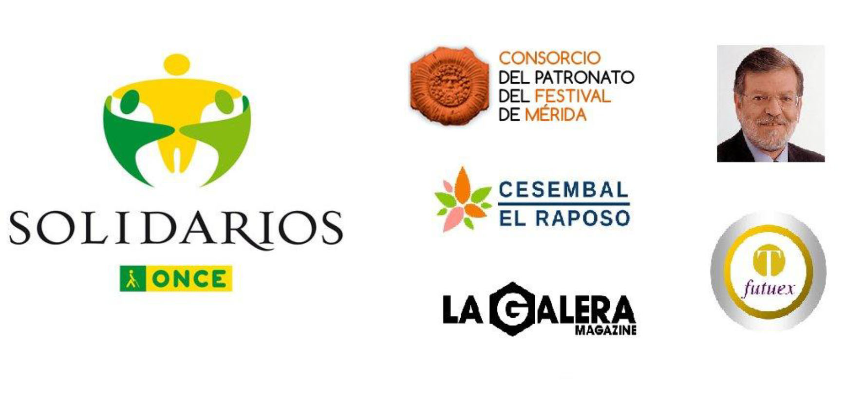 Logos de las entidades ganadoras de los premios, y foto de Rodríguez Ibarra