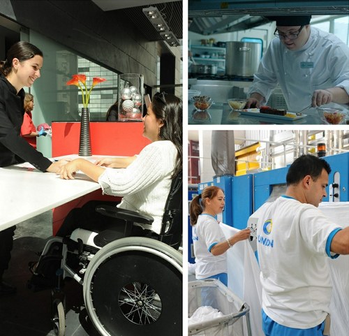Trabajadores de ILUNION en el sector hotelero y de lavandería