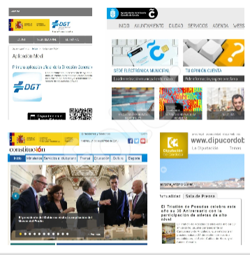 Collage gráfico con diversas web y aplicaciones de distintas Administraciones del Estado