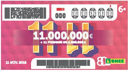 Reproducción del cupón del Sorteo Extraordinario del 11 del 11 de la ONCE