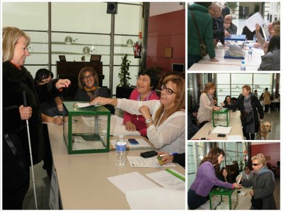 Collage de imágenes de votaciones en anteriores procesos electorales de la ONCE