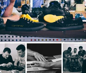 Distintas imágenes de las zapatillas y su proceso de producción