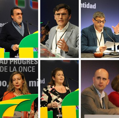 Máximos responsables de la Ejecutiva de UP: Miguel Carballeda, Alberto Durán, José Luis Pinto, Patricia Sanz, Bárbara Palau y Francisco Gallego