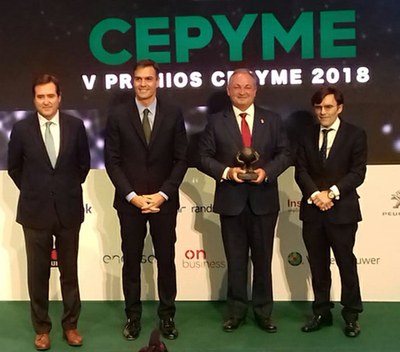 De izda. a dcha. Antonio Garamendi, Pedro Sánchez, Salvador López y Alberto Durán 