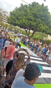 Circuito de movilidad con perros guía montado por la ONCE junto a la playa de Los Cristianos