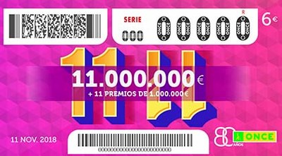 Imagen del cupón del 11 del 11 de la ONCE