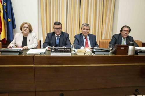 Martínez Donoso (segundo por la izquierda), durante su comparecencia ante la Comisión de Discapacidad del Congreso