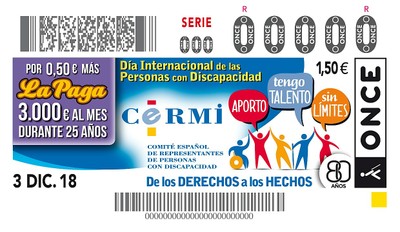Reproducción del cupón del 3-D dedicado al Día Internacional de la Discapacidad