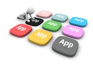 Recreación teclas de ordenador  con las letras app