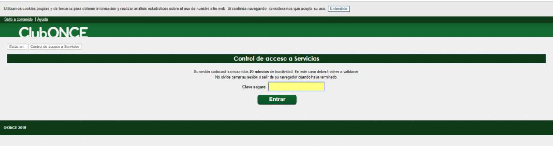 Pantallazo de la intranet ClubOnce, apartado Gestión de Servicios