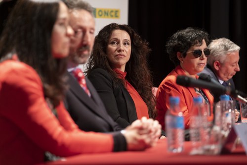 La consejera andaluza Rocío Ruiz durante el acto celebrado en la ONCE andaluza
