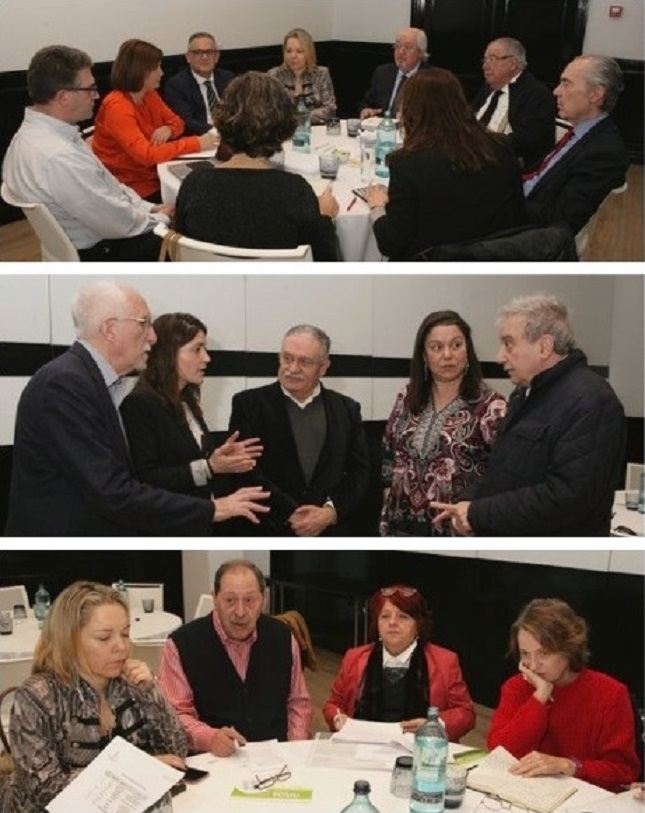 De arriba a abajo los jurados de los premios de Poesía, Novela y Cuento