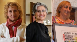 Las tres salmantinas homenajeadas: Mirian de las Mercedes Cortés, Isabel Martín y Mª Ángeles Ruano